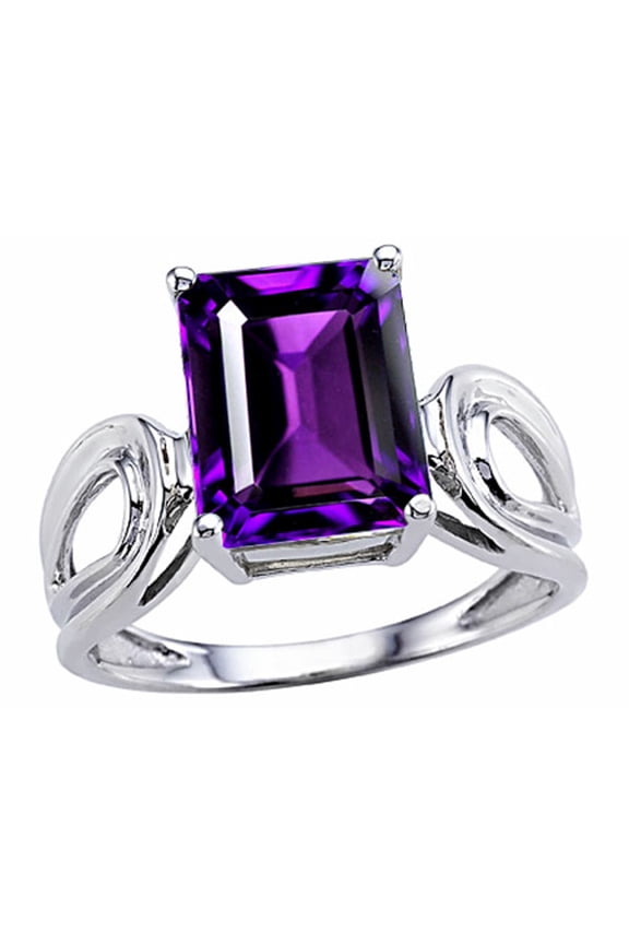 � Large Emerald Cut Genuine Amethyst Ring