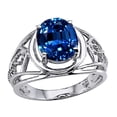 thumbnail image 1 of Tommaso Design� Large Oval 10x8mm Created Blue Sapphire Ring, 1 of 9