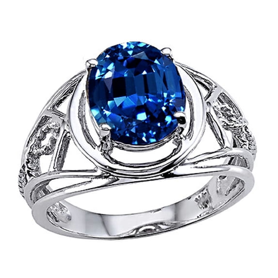 Tommaso Design� Large Oval 10x8mm Created Blue Sapphire Ring