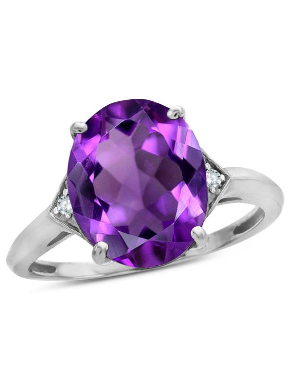 � Large Oval 12x10 Genuine Amethyst 3 Stone Trillion Setting Ring