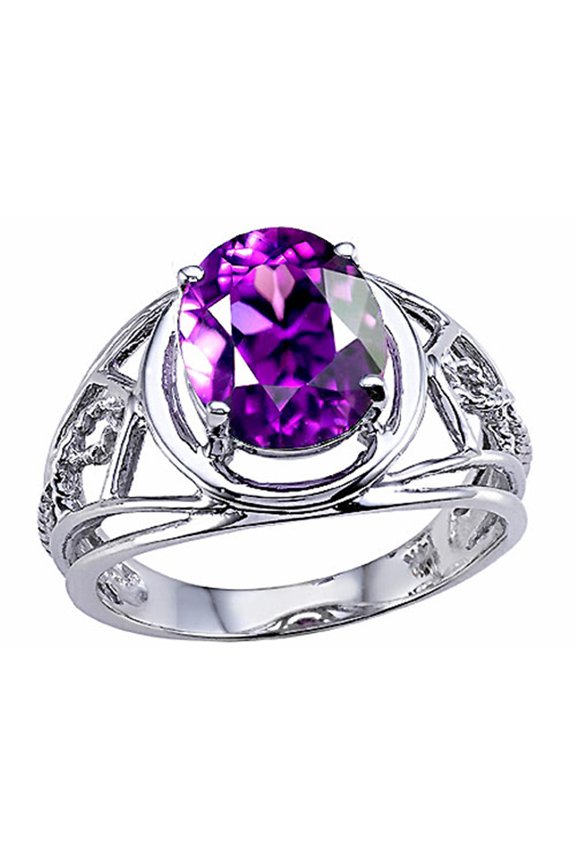 � Large Oval Genuine Amethyst Ring