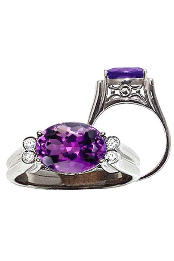 � Large Oval Genuine Amethyst Ring