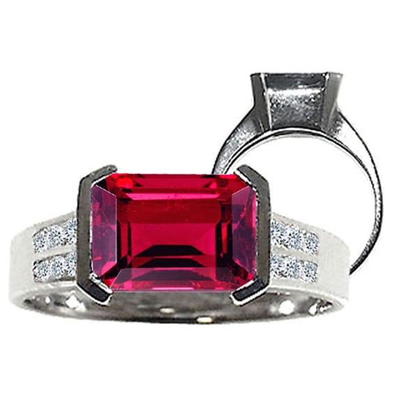 Tommaso Design� Octagon Cut 9x7mm Created Ruby Ring