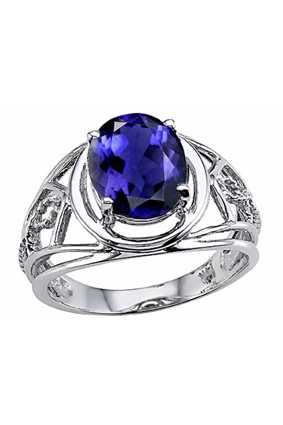 � Oval 10x8 mm Genuine Large Iolite Ring