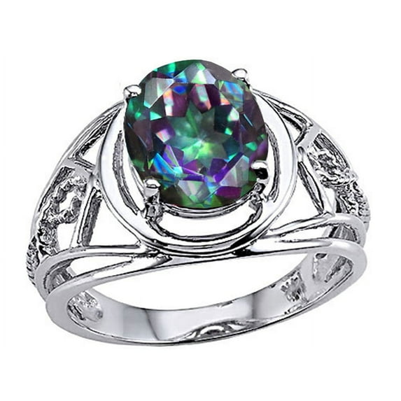 Tommaso Design� Oval 10x8 mm Mystic Rainbow Topaz Ring