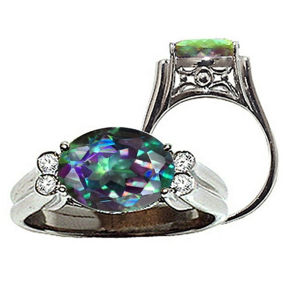 Tommaso Design� Oval 10x8 mm Mystic Rainbow Topaz Ring