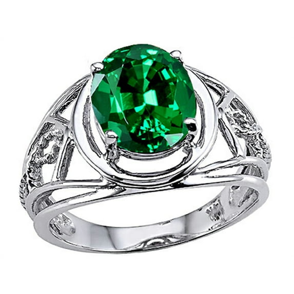 Tommaso Design� Oval 10x8 mm Simulated Emerald Ring