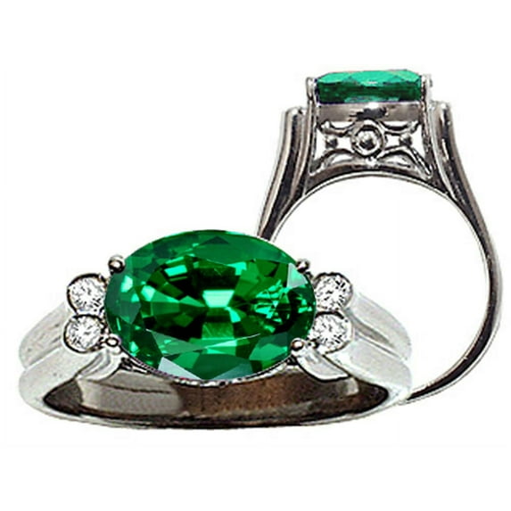 Tommaso Design� Oval 10x8 mm Simulated Emerald Ring