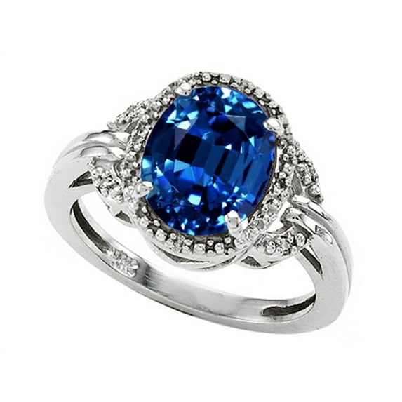 Tommaso Design� Oval 10x8mm Created Blue Sapphire Ring