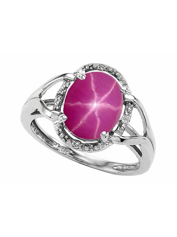 � Oval 10x8mm Created Star Ruby Ring