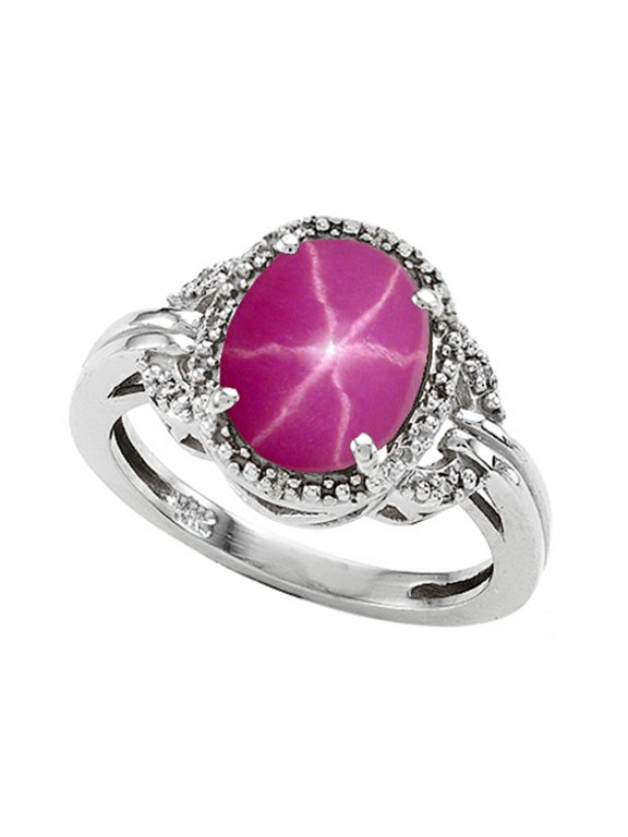 � Oval 10x8mm Created Star Ruby Ring