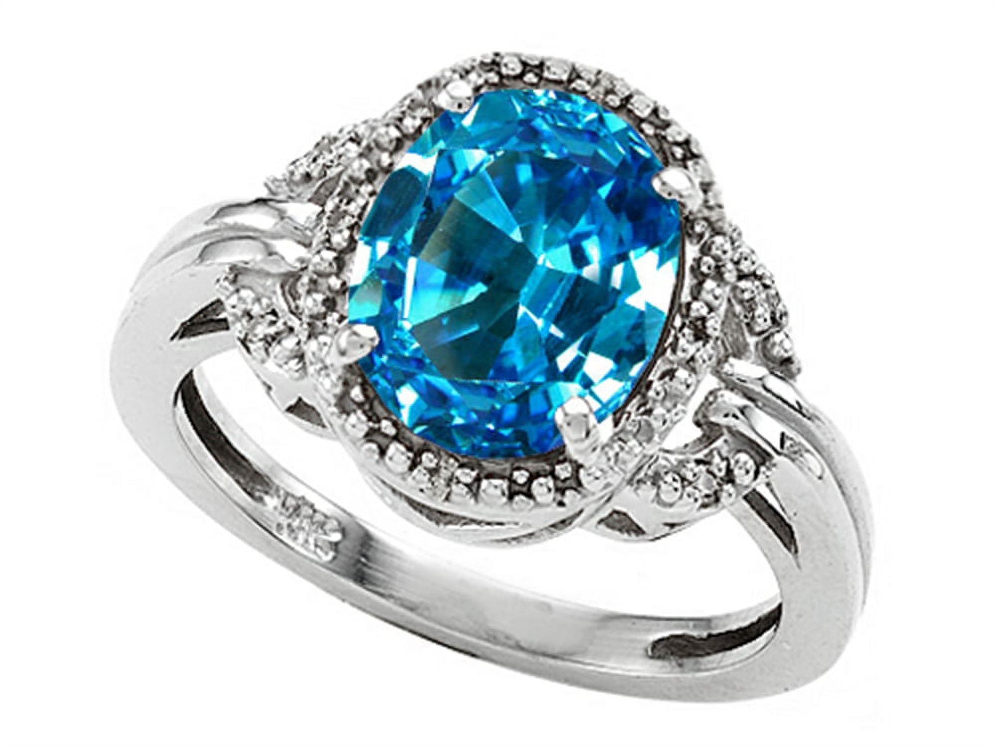 Tommaso Design Oval 10x8mm Genuine Blue Topaz Ring - Walmart.com