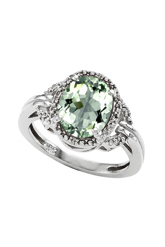� Oval 10x8mm Green Amethyst Ring