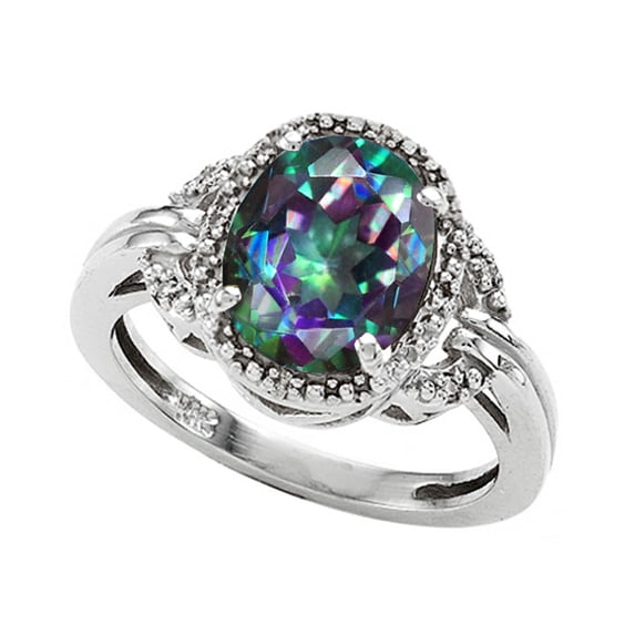 Tommaso Design� Oval 10x8mm Mystic Rainbow Topaz Ring