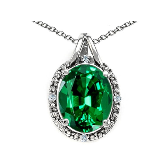 Tommaso Design� Oval 10x8mm Simulated Emerald Pendant Necklace