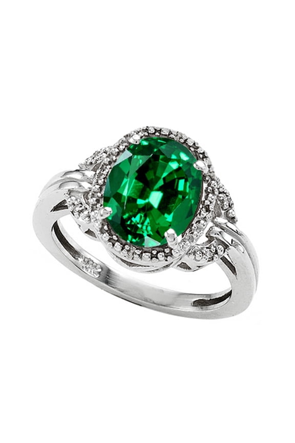 � Oval 10x8mm Simulated Emerald Ring