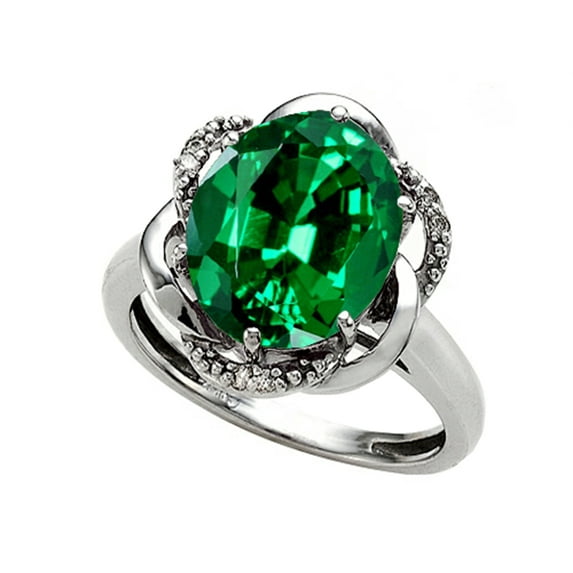 Tommaso Design� Oval 12x10mm Simulated Emerald Ring