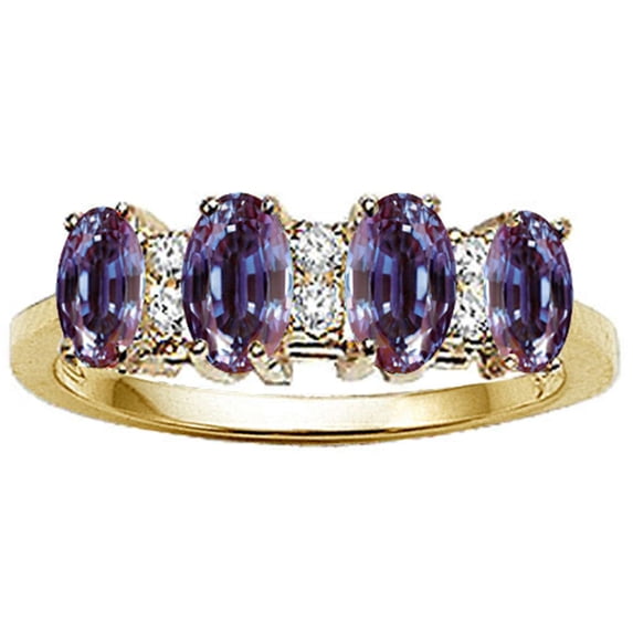 Tommaso Design� Oval 5x3mm 4 Stone Simulated Alexandrite Ring