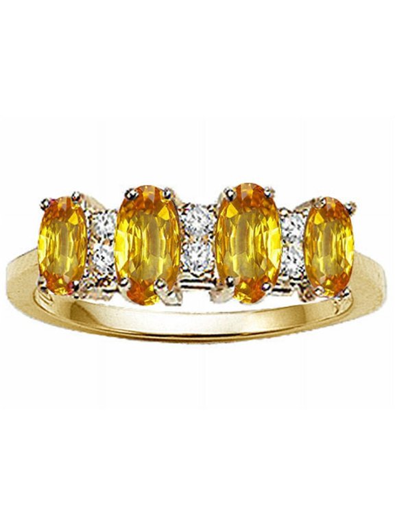 � Oval 5x3mm Genuine 4 Stone Citrine Band