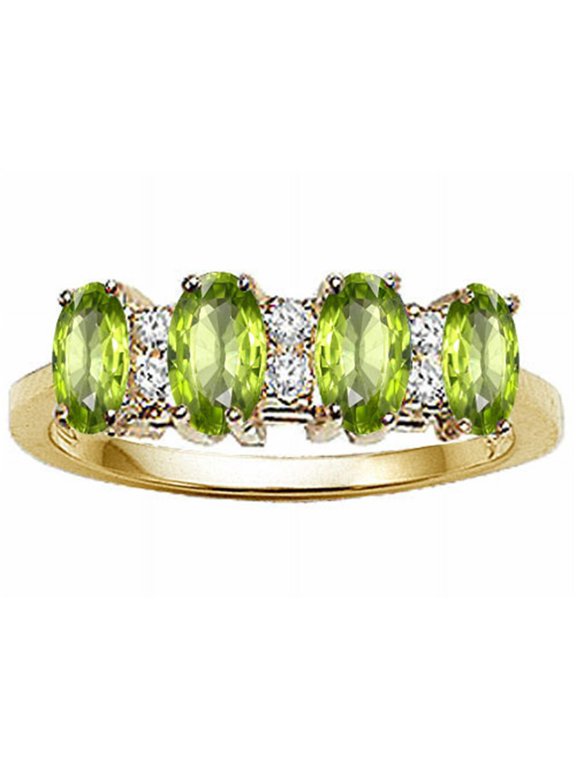� Oval 5x3mm Genuine 4 Stone Peridot Band