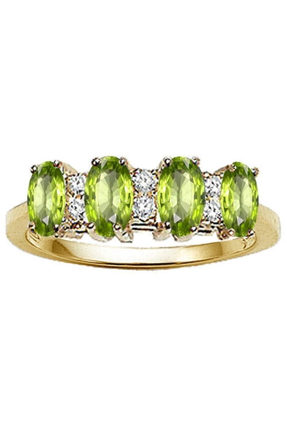 � Oval 5x3mm Genuine 4 Stone Peridot Ring