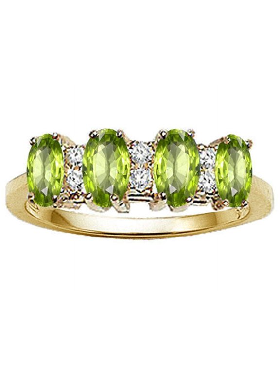� Oval 5x3mm Genuine 4 Stone Peridot Ring
