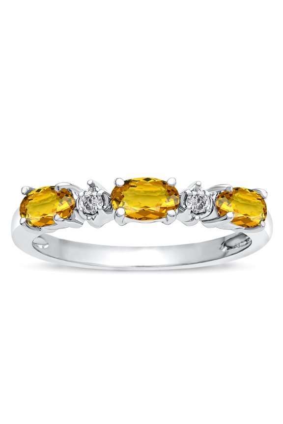 � Oval 5x3mm Genuine Citrine three stone oval band