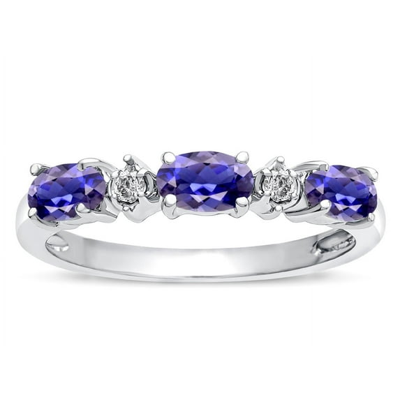 Tommaso Design� Oval 5x3mm Genuine Iolite three stone oval band
