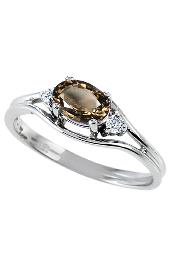 � Oval 6x4 mm Genuine Smoky Quartz Ring