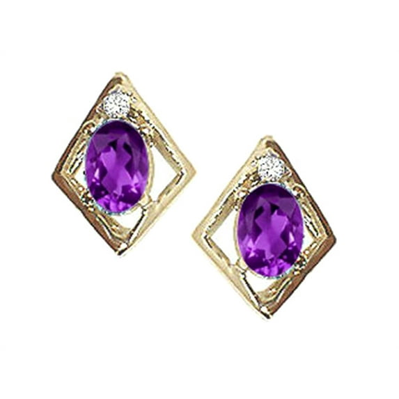 Tommaso Design� Oval 6x4mm Genuine Amethyst Earrings
