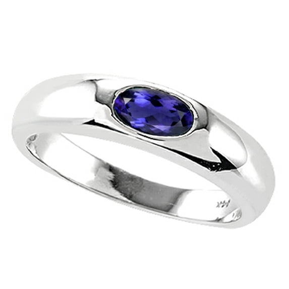 Tommaso Design� Oval 6x4mm Genuine Iolite Birthstone Wedding Band