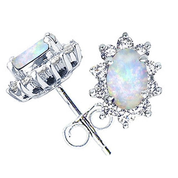 Tommaso Design� Oval 6x4mm Genuine Opal Earrings