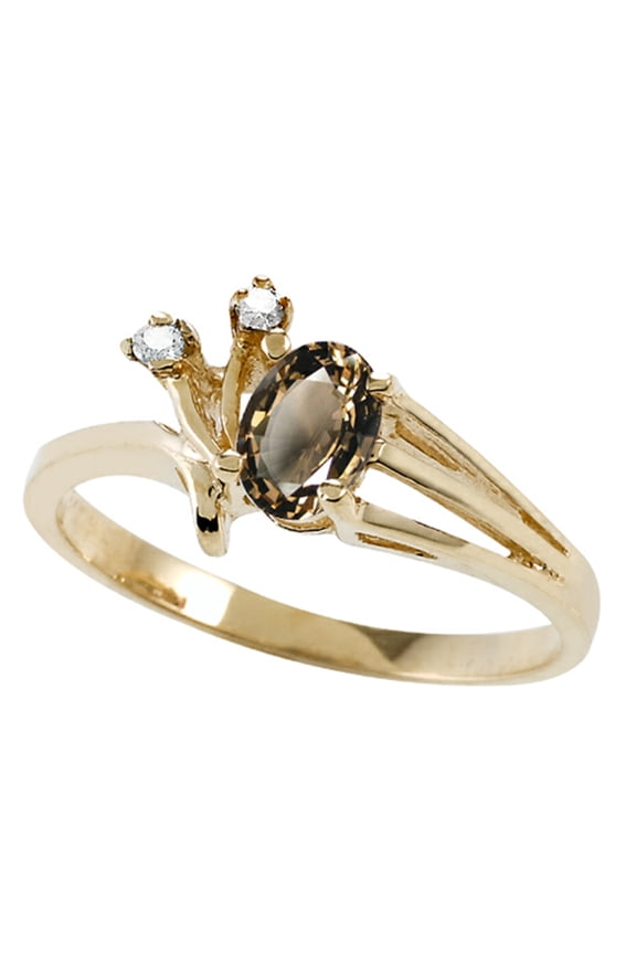 � Oval 6x4mm Genuine Smoky Quartz Ring