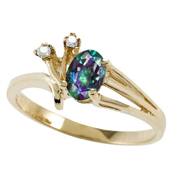 Tommaso Design� Oval 6x4mm Mystic Rainbow Topaz Ring