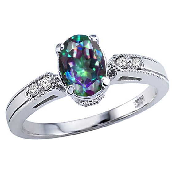 Tommaso Design� Oval 7x5 mm Mystic Rainbow Topaz Ring