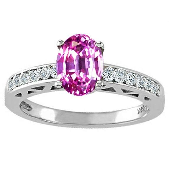 Tommaso Design� Oval 7x5mm Created Pink Sapphire Solitaire Engagement Ring