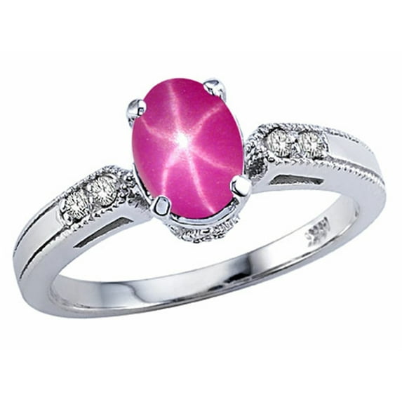 Tommaso Design� Oval 7x5mm Created Star Ruby Ring