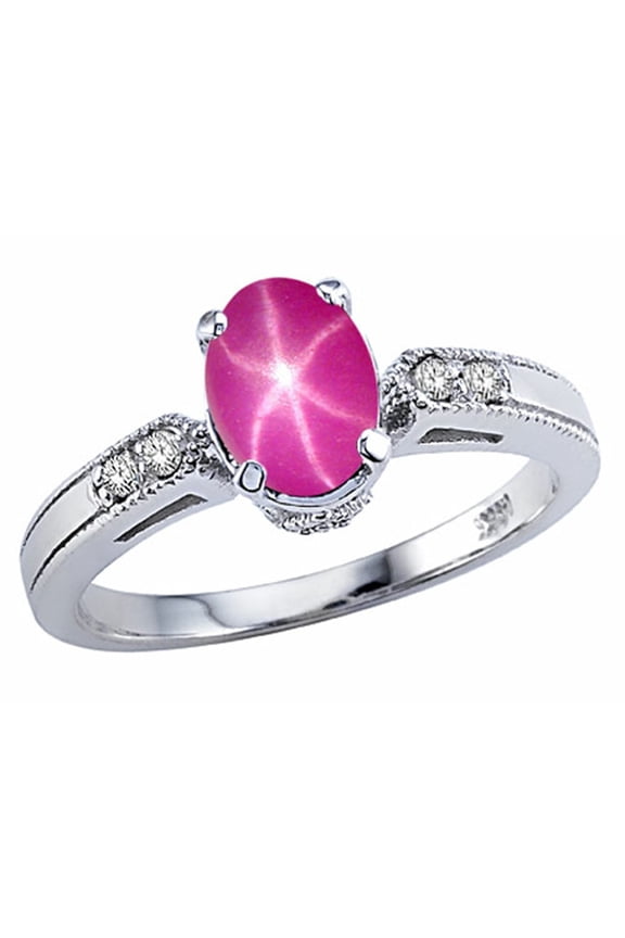 � Oval 7x5mm Created Star Ruby Ring