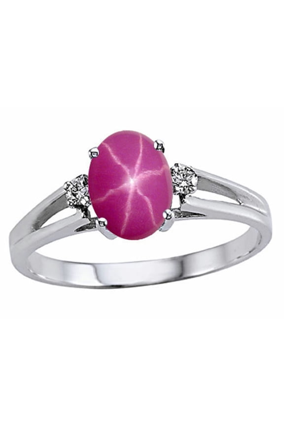 � Oval 7x5mm Created Star Ruby s Ring