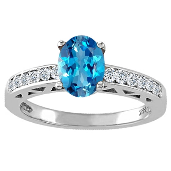 Tommaso Design� Oval 7x5mm Genuine Blue Topaz Solitaire Engagement Ring