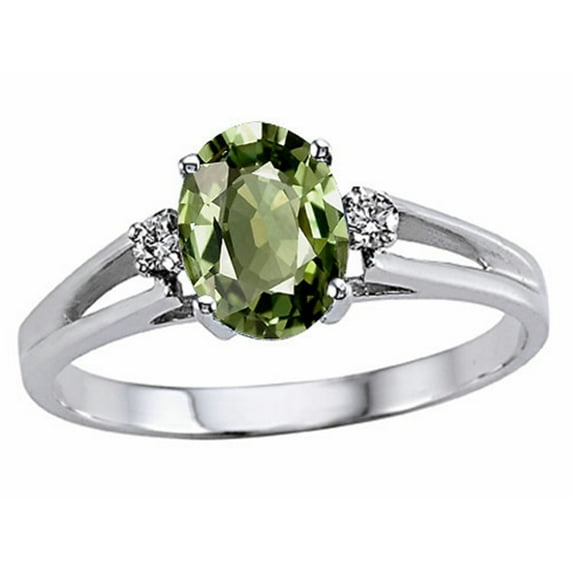 Tommaso Design� Oval 7x5mm Genuine Green Sapphire Ring