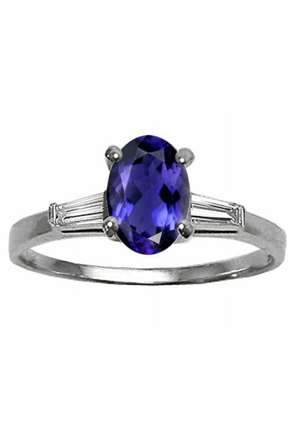 � Oval 7x5mm Genuine Iolite Engagement Ring