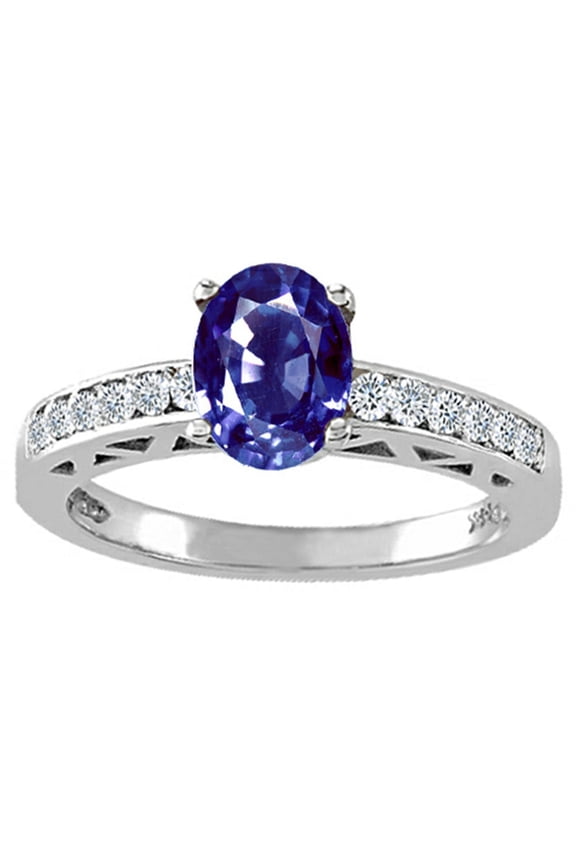 � Oval 7x5mm Genuine Iolite Solitaire Engagement Ring