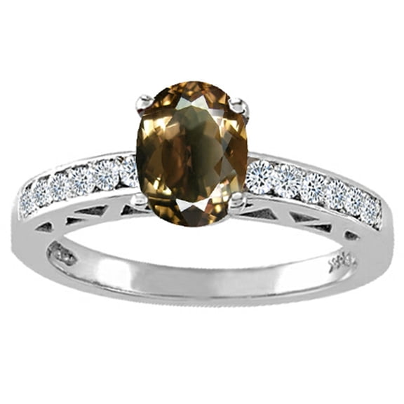 Tommaso Design� Oval 7x5mm Genuine Smoky Quartz Solitaire Engagement Ring