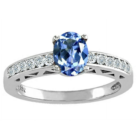 Tommaso Design� Oval 7x5mm Genuine Tanzanite Solitaire Engagement Ring
