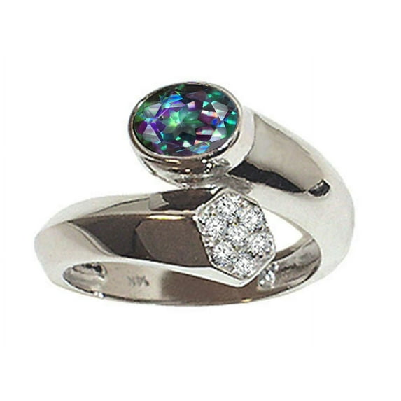 Tommaso Design� Oval 7x5mm Mystic Rainbow Topaz Bypass Ring