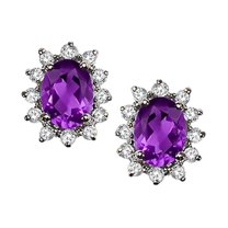 Tommaso Design� Oval 8x6 mm Genuine Amethyst Earrings