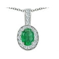 thumbnail image 1 of Tommaso Design� Oval 8x6 mm Genuine Emerald Pendant Necklace, 1 of 8