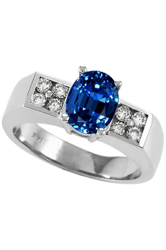 � Oval 8x6mm Created Blue Sapphire Ring