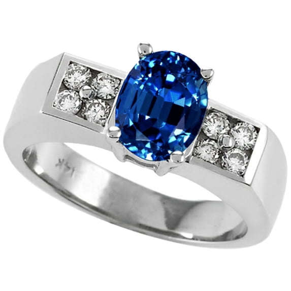 Tommaso Design� Oval 8x6mm Created Blue Sapphire Ring